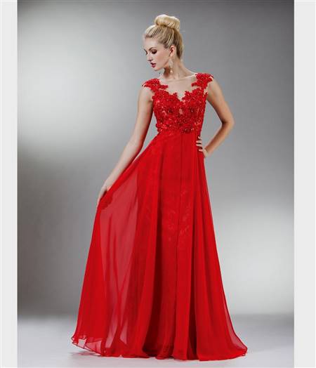 red lace prom dresses