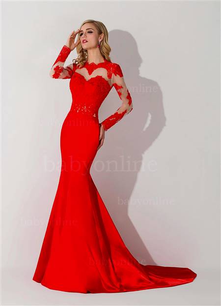 red mermaid dress with sleeves