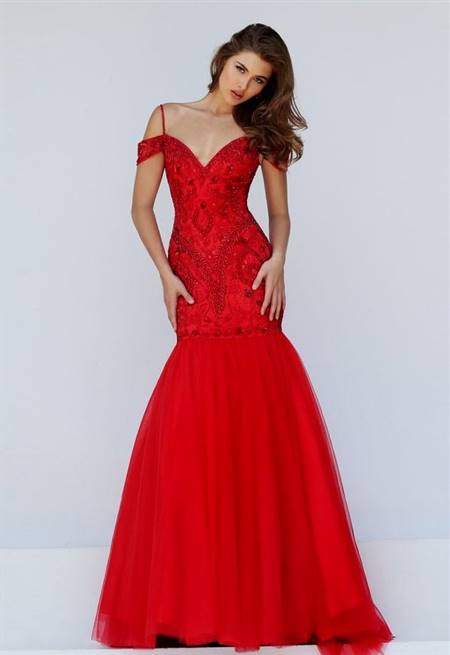 red mermaid dress with straps
