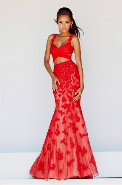 red mermaid dress with straps