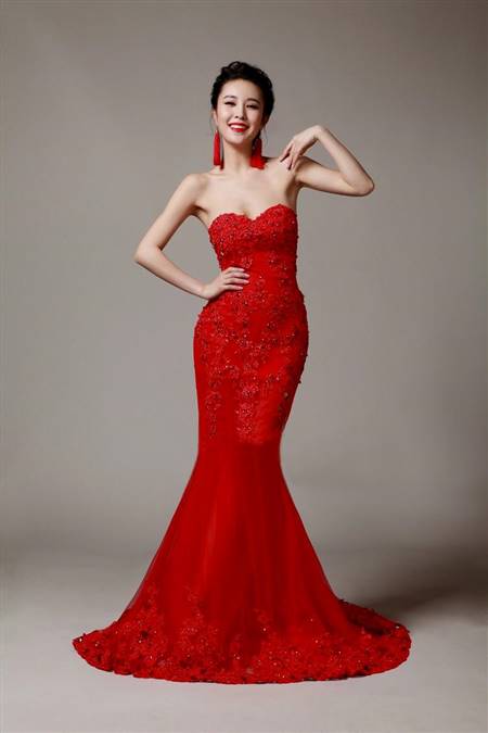 red mermaid evening dresses