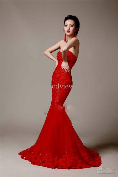 red mermaid wedding dress
