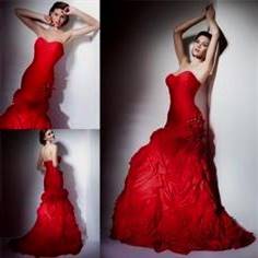 red mermaid wedding dress