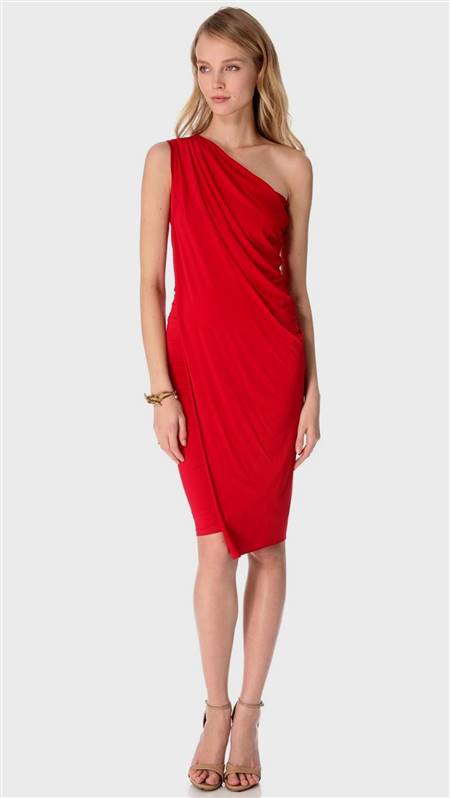 red one shoulder cocktail dress