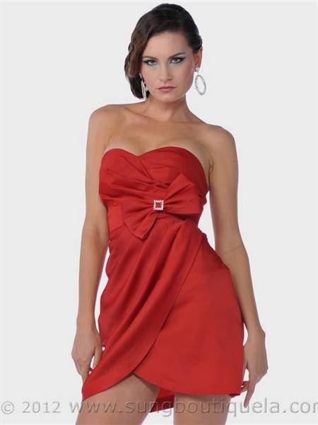 red one shoulder cocktail dress