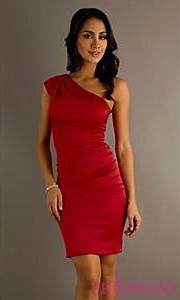 red one shoulder dress knee length
