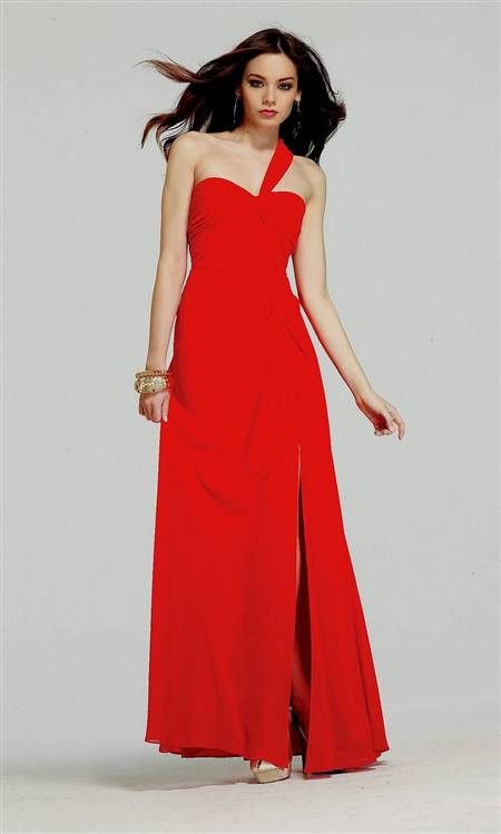red one shoulder dress long