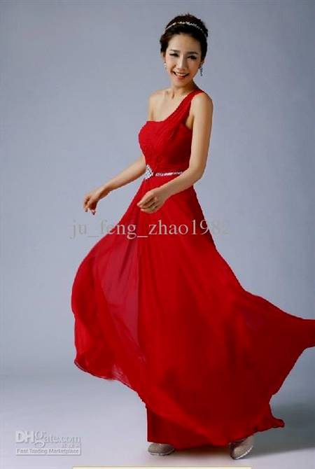 red one shoulder dress long