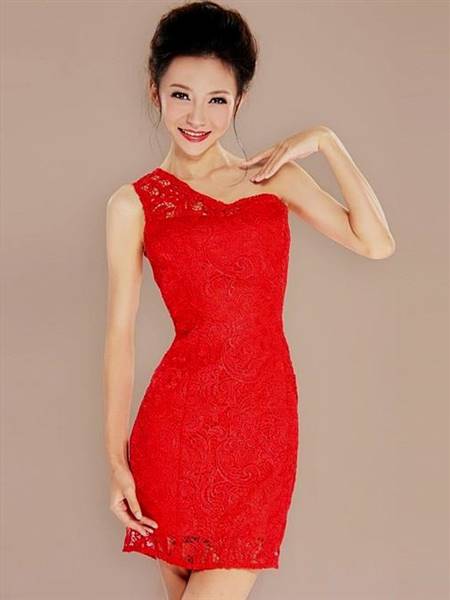 red one shoulder short dress