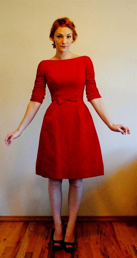 red party dress with sleeves