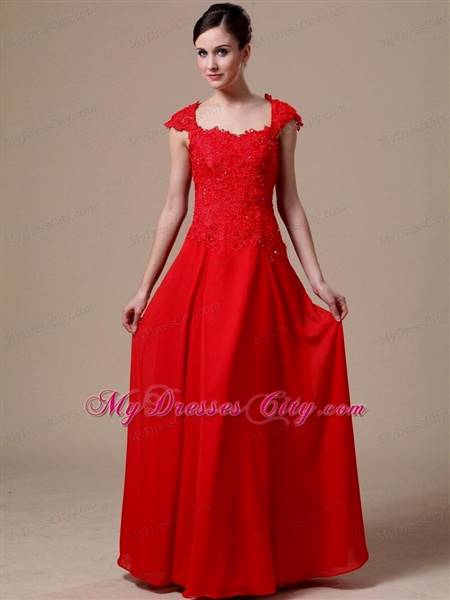 red prom dress with cap sleeves