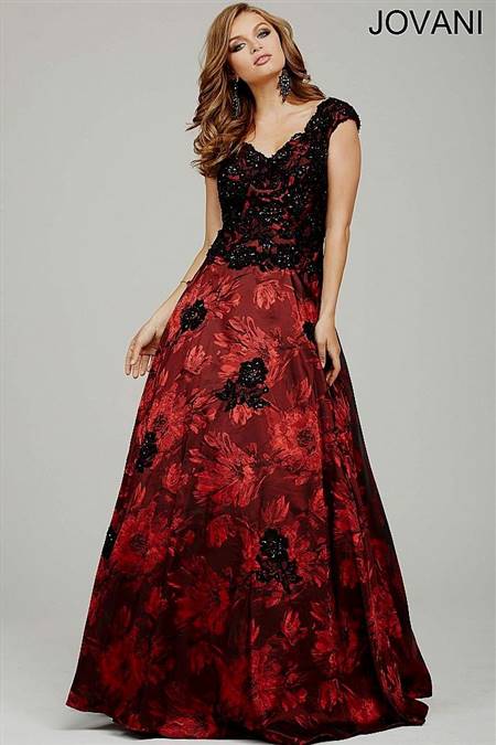 red prom dress with cap sleeves