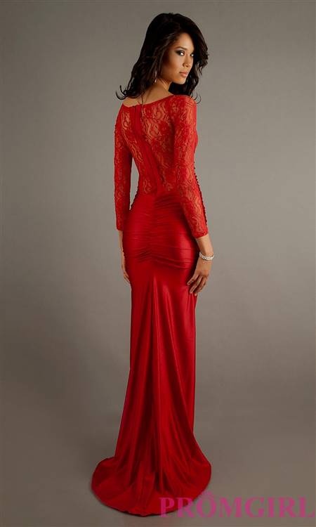 red prom dress with sleeves