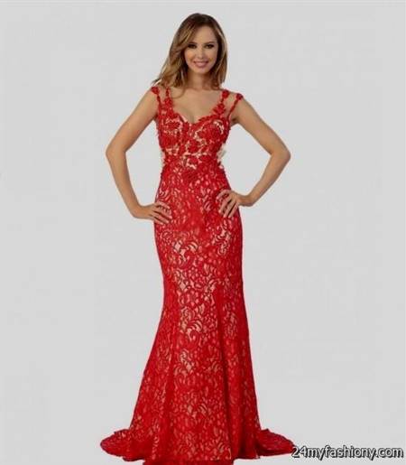 red prom dresses with lace sleeves