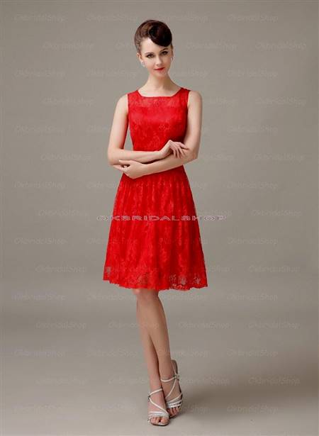 red short bridesmaid dresses with lace