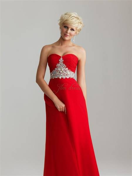red strapless prom dresses