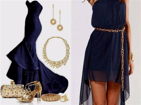 royal blue dress gold accessories