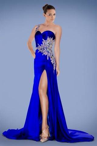 royal blue prom dress one shoulder