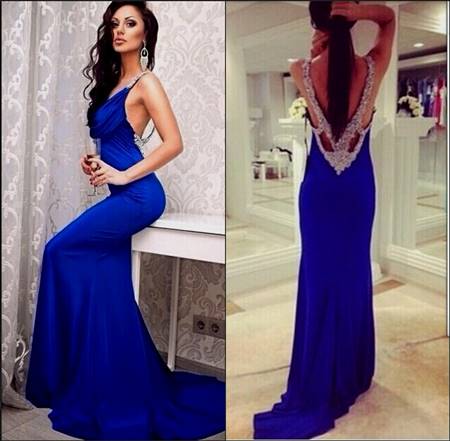 sexy blue prom dresses open back