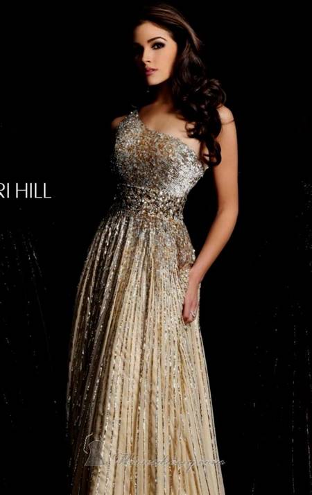 sherri hill prom dresses gold