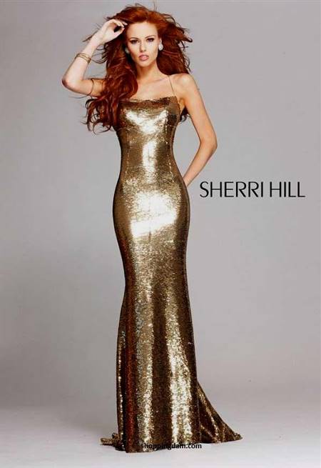 sherri hill prom dresses gold