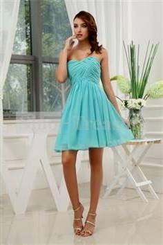 short aqua blue bridesmaid dresses