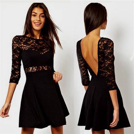 short black lace dress open back