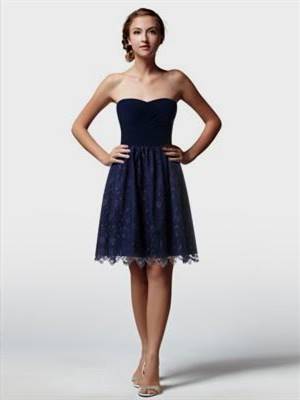 short blue bridesmaid dresses with lace