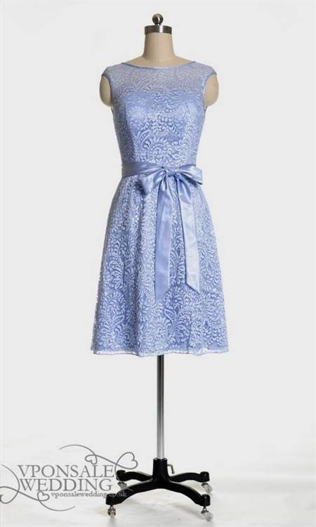 short blue bridesmaid dresses with lace
