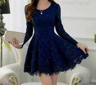 short blue dresses with long sleeves