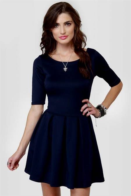 short blue dresses with sleeves