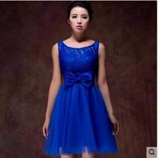 short blue lace bridesmaid dresses