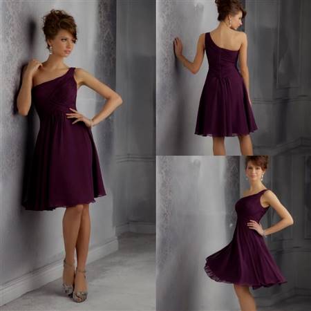 short deep purple bridesmaid dresses