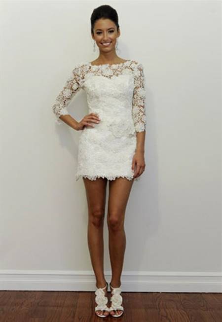 short lace wedding dress with long sleeves