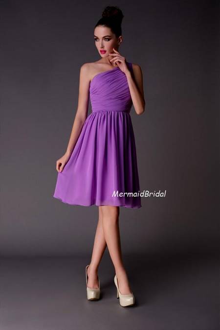 short one shoulder purple bridesmaid dresses