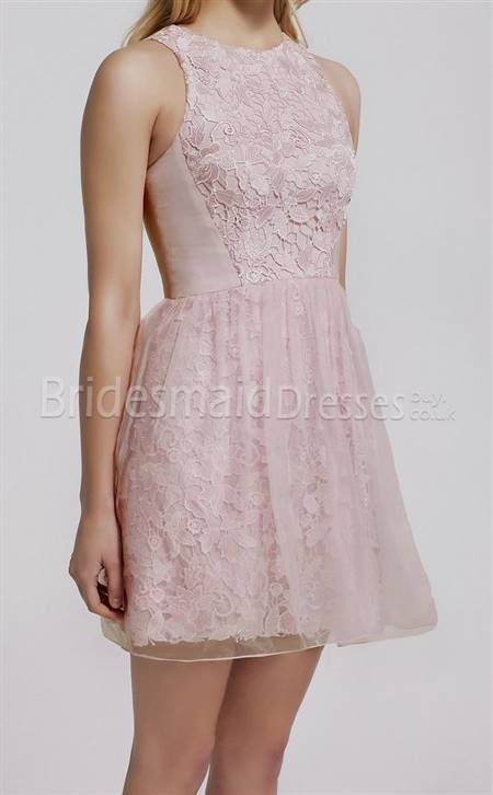 short pink bridesmaid dresses with lace