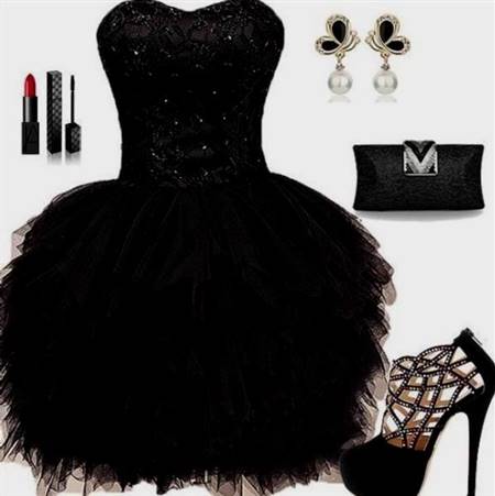 short poofy black prom dress