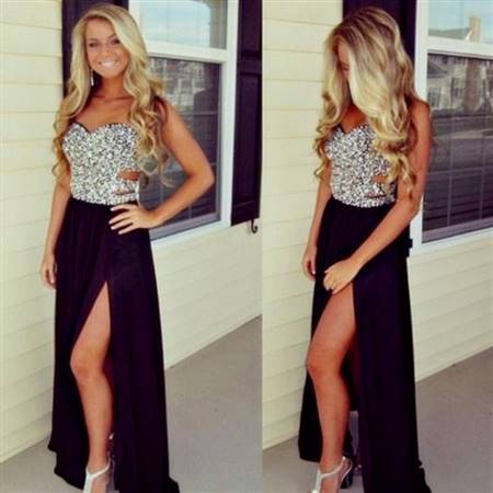 silver and black prom dresses
