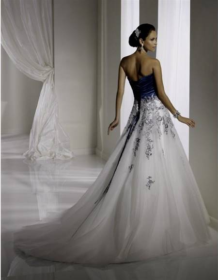 silver and blue wedding gown