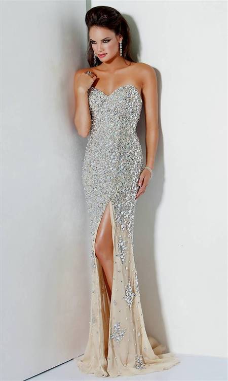 silver sequin prom dress
