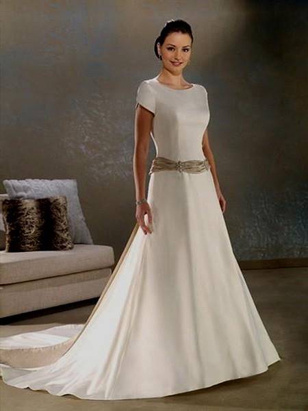 simple a line wedding dress with sleeves
