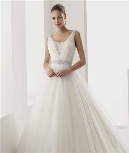 simple a line wedding dress with straps