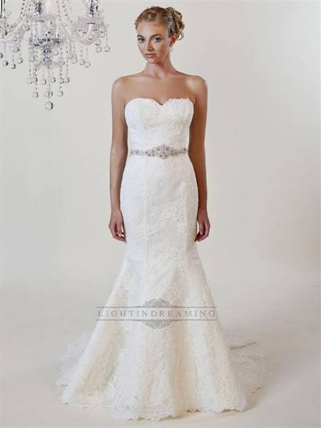 simple strapless lace wedding dress