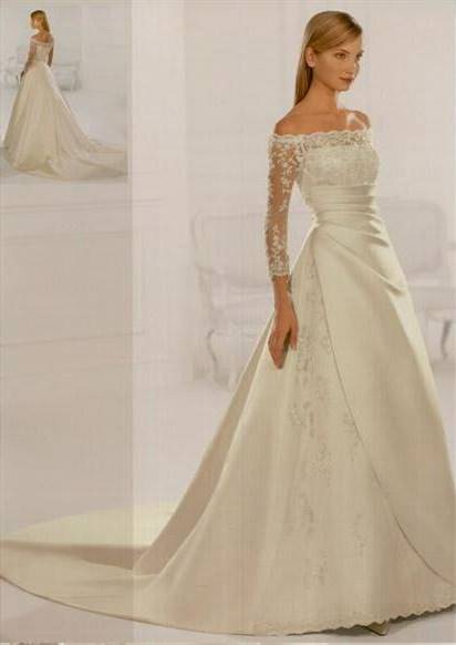simple wedding dresses with 3/4 sleeves