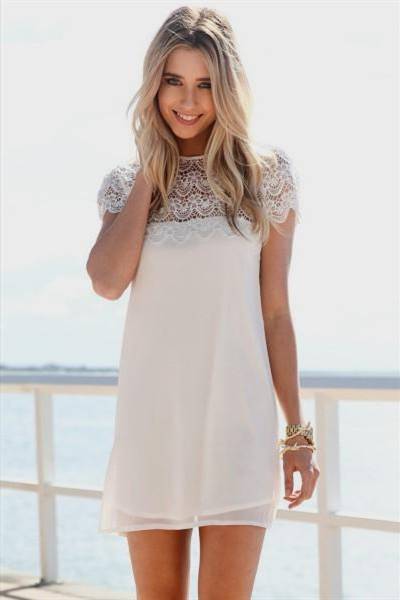 simple white cocktail dress with sleeves