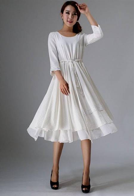 simple white dress with sleeves