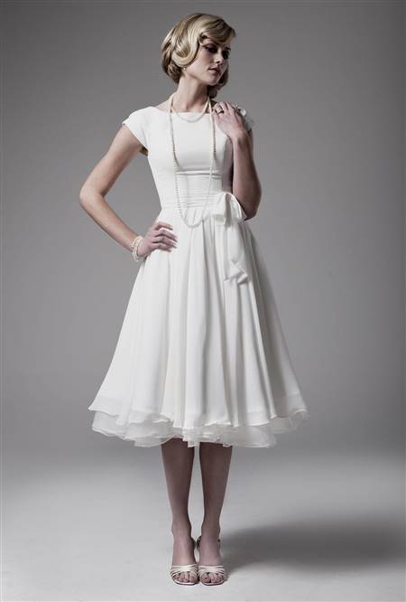 simple white tea length dress
