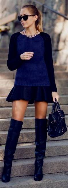 skater dress with knee high boots