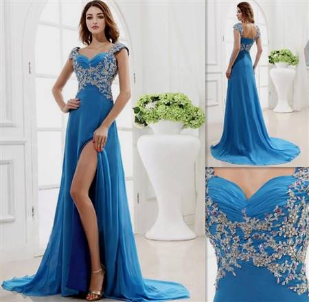 sky blue gowns with sleeves