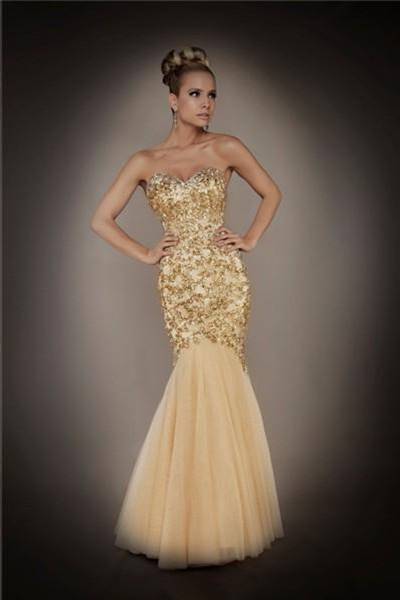 sparkly gold mermaid prom dresses